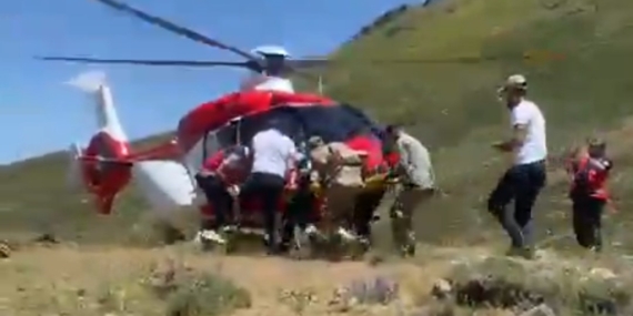 Yaylada yaralanan vatandaş helikopterle hastaneye kaldırıldı